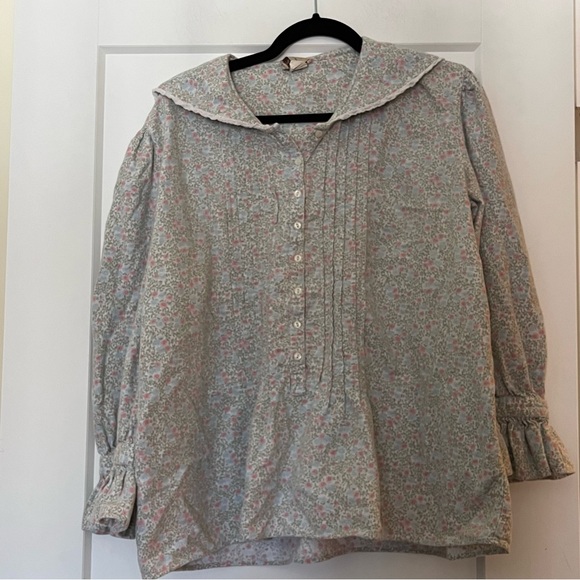 Vintage 100% cotton flannel cozy floral ruffled pyjama set - Picture 5 of 13